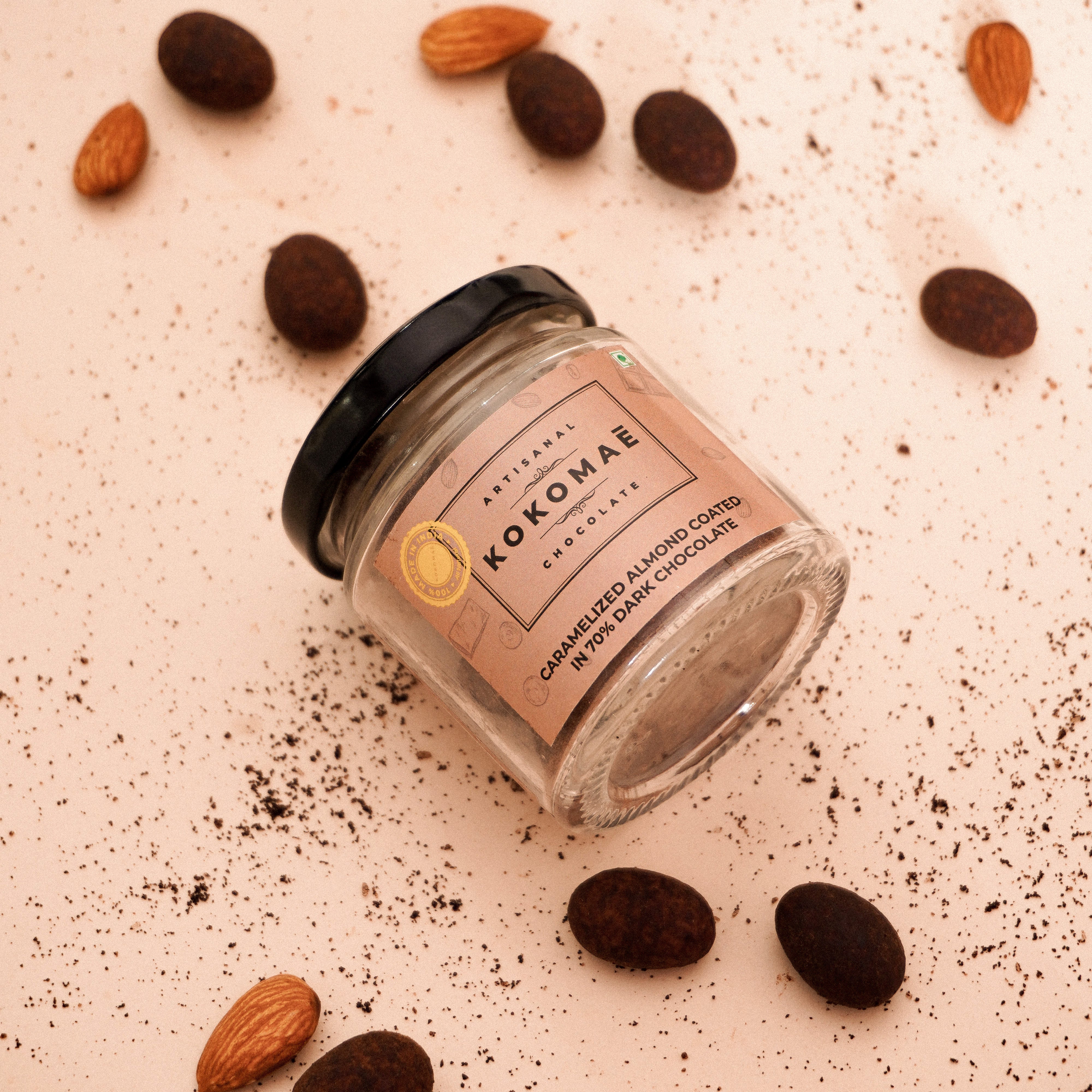 Kokomaē Caramelized Almonds Coated in 70% Dark Chocolate