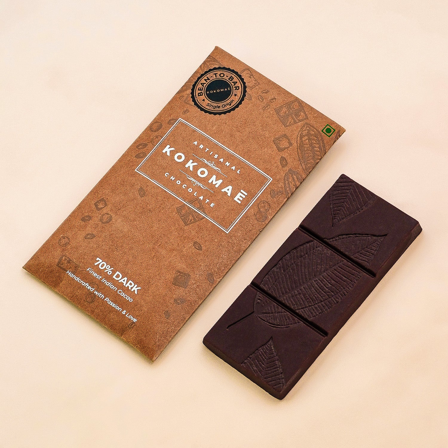 Kokomaē 70% Organic Dark Bean to Bar Chocolate Made of Finest Cocoa Beans from Idukki Region
