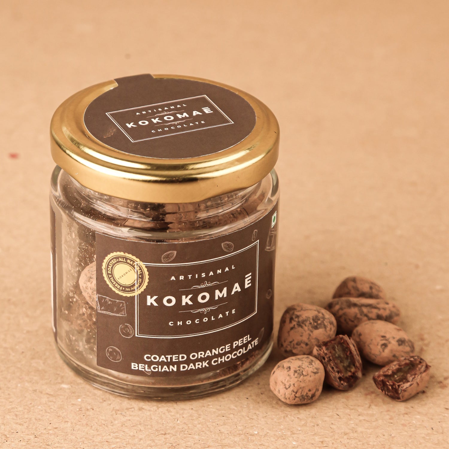 Kokomaē Candied Orange Peel Coated Nuts with Dark Chocolate