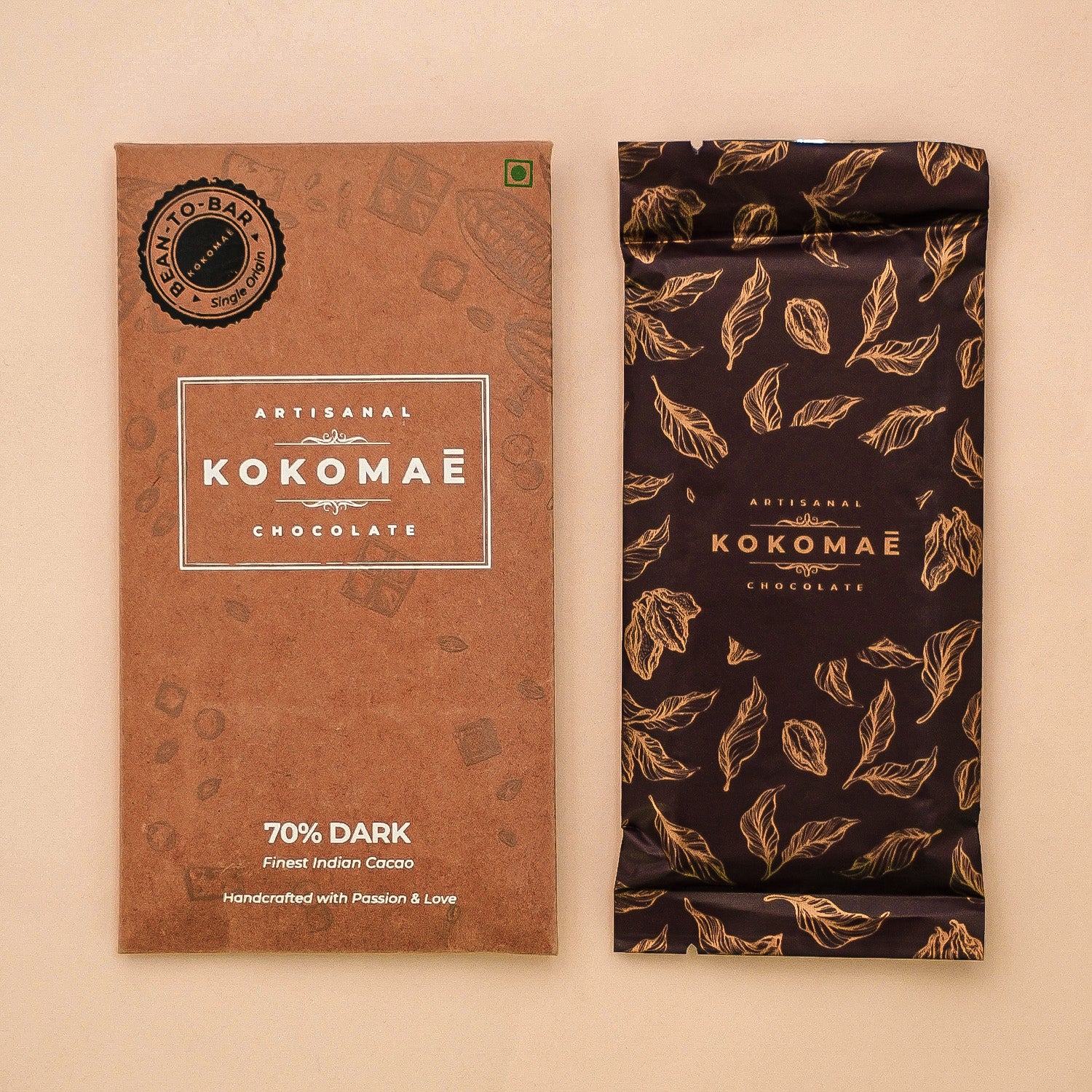 Kokomaē 70% Organic Dark Bean to Bar Chocolate Made of Finest Cocoa Beans from Idukki Region