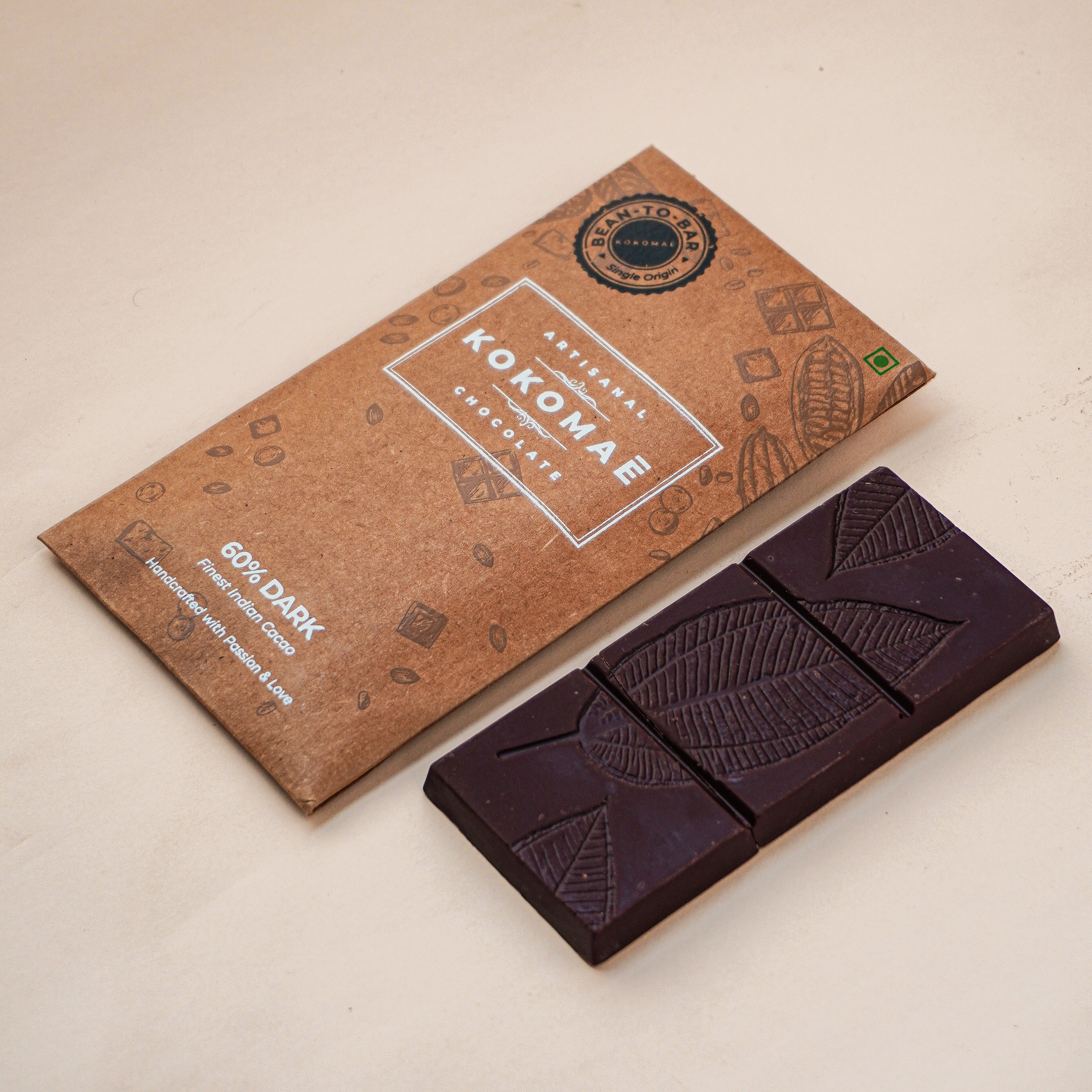 Kokomaē Bean to Bar 60% Organic Dark Chocolate made of Finest Cocoa Beans from Idukki Region