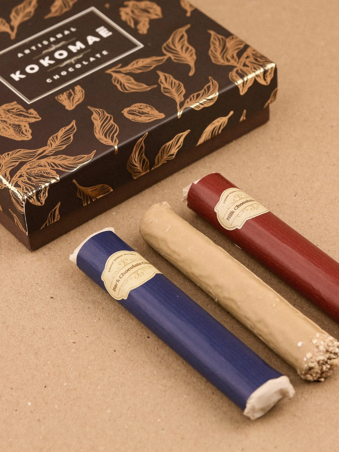 Kokomaē Luxurious Trio of Dark, Milk, and White Chocolate Cigars - Coming Soon