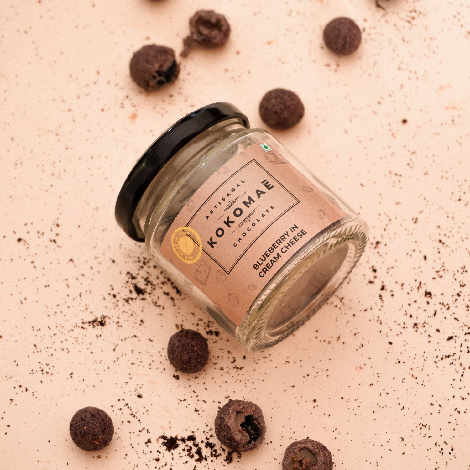 Kokomaē Handcrafted Diwali Gift with 2 Jars of Chocolate Coated Nuts & a Jar Candle