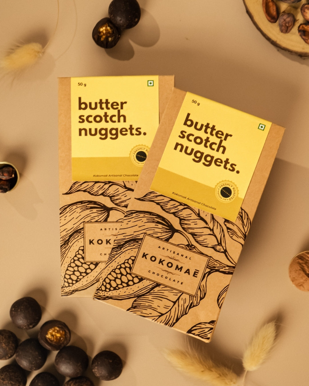 Vegan • Cocoa Butter • No Palm Oil • Handcrafted Dark Chocolate-Coated Butterscotch (2 x 50g)