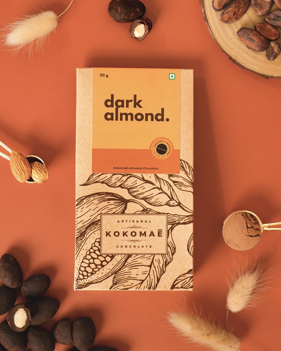 Vegan • Cocoa Butter • No Palm Oil • Artisanal Dark Chocolate-Coated Almonds (50g)