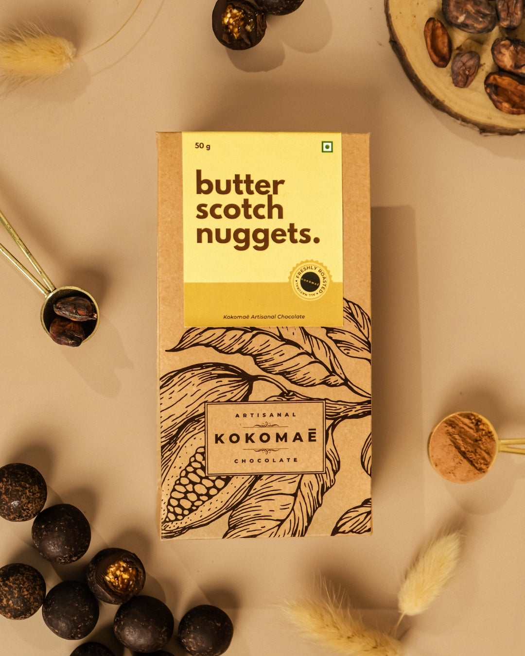 Vegan • Cocoa Butter • No Palm Oil • Artisanal Dark Chocolate-Coated Butterscotch Nuggets (50g)