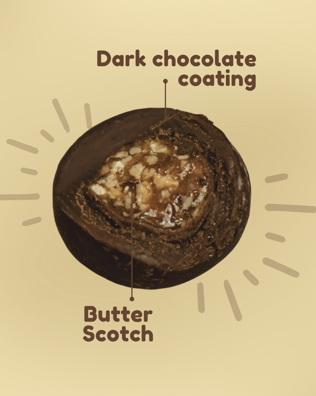 Vegan • Cocoa Butter • No Palm Oil • Artisanal Dark Chocolate-Coated Butterscotch Nuggets (50g)