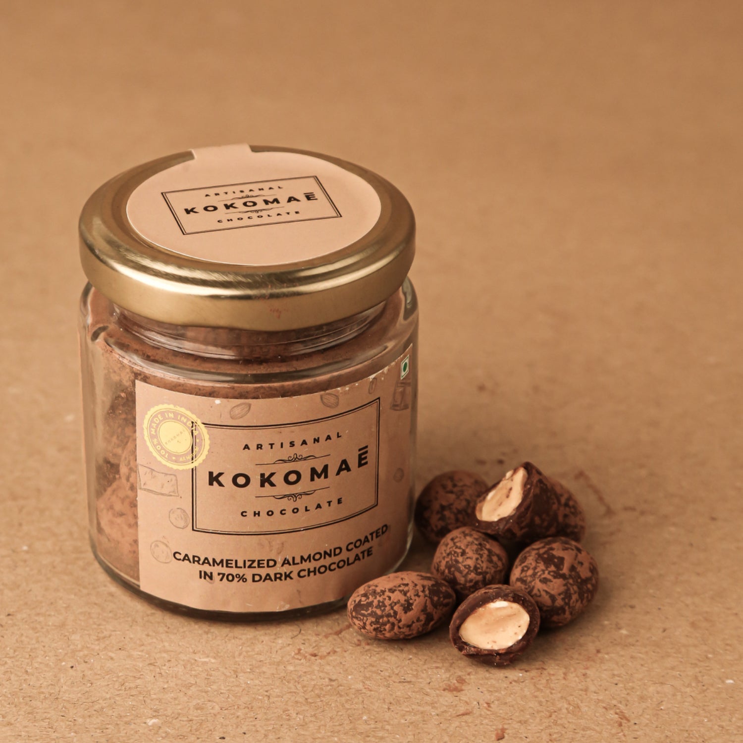 Kokomaē Caramelized Almonds Coated in 70% Dark Chocolate