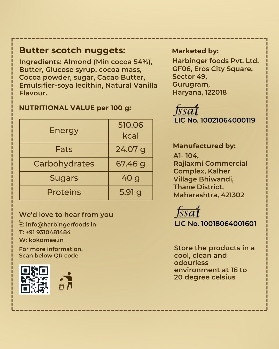 Vegan • Cocoa Butter • No Palm Oil • Handcrafted Dark Chocolate-Coated Butterscotch (2 x 50g)