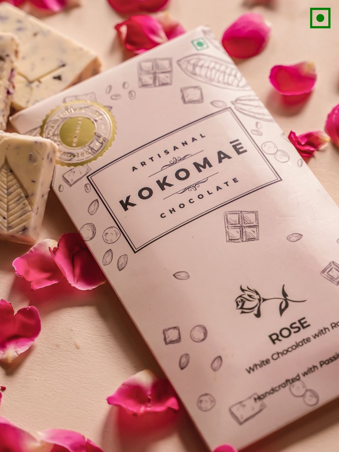 Kokomaē Gift Hamper with Premium Belgian Couverture Pack of Five Exquisite Flavors Handmade with Natural & Premium Ingredients like Rose, Saffron, Almond, Orange Peel & Chilli