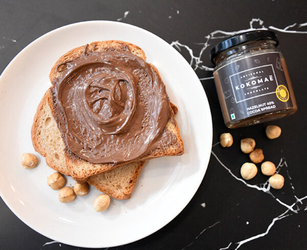Kokomaē exquisite Dark Chocolate Cocoa spread for pancakes, toasts, cookies, and biscuits for a delightful chocolicious meal